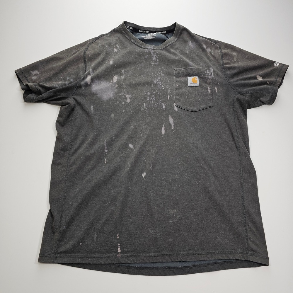 Carhartt Force Relaxed Fit Pocket T-Shirt Mens Large Gray Bleach Wash Distressed